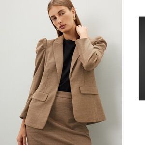 Heritage Equestrian Brown Plaid Puff Sleeve Blazer